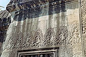 Angkor Wat temple, the fourth enclosure, the bas reliefs of the west gopura, friezes of figurines mounted on a variety of animals